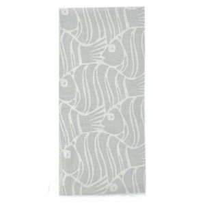 La Jolla Cove Light Gray 100% Turkish Cotton Beach Bath Towels - Fish Towel